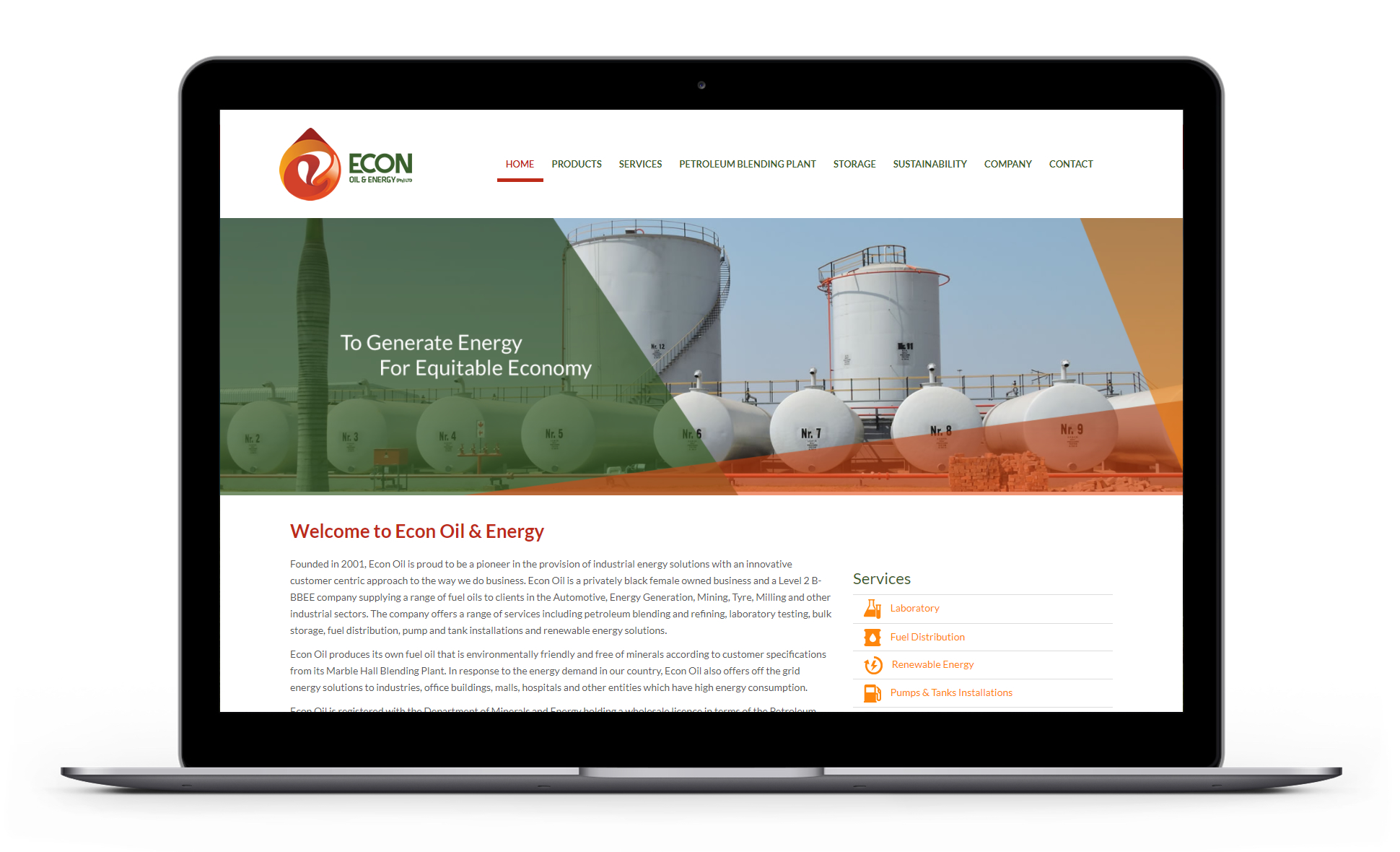 Econ Oil Website Laptop